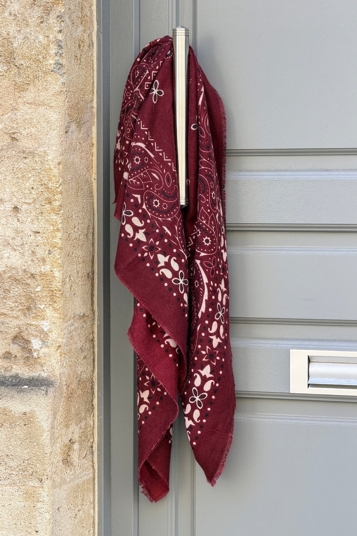 Aubergine and Burgundy Western Paisley Viscose Scarf