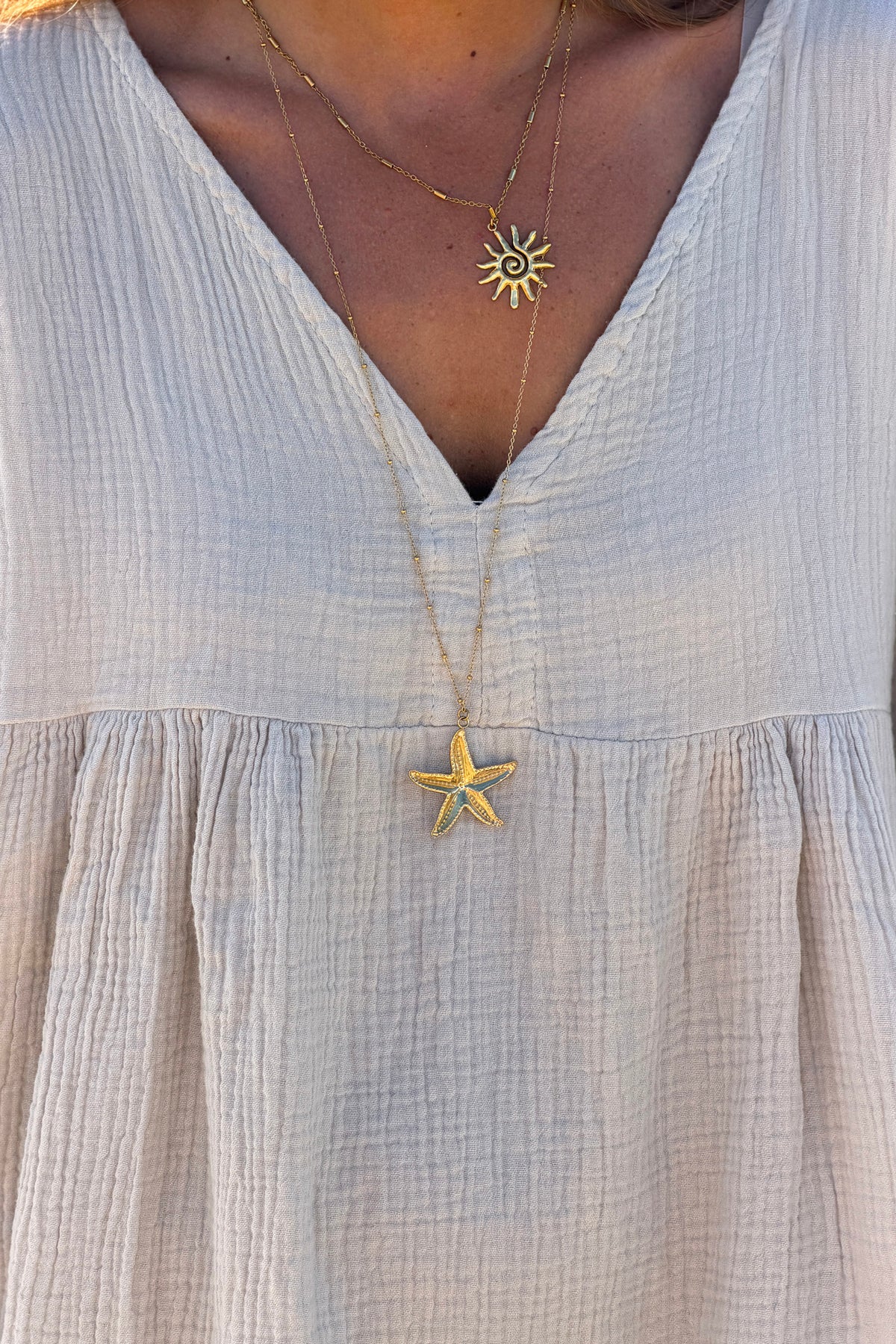 Beige Crinkle Gauze Beach Dress