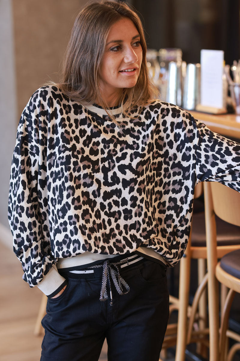 Beige Leopard Print Sweater
