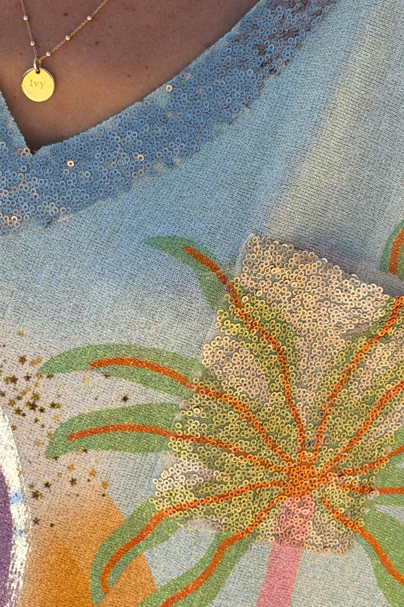 Blue Peaceful Toucan Glitter Knit Tunic