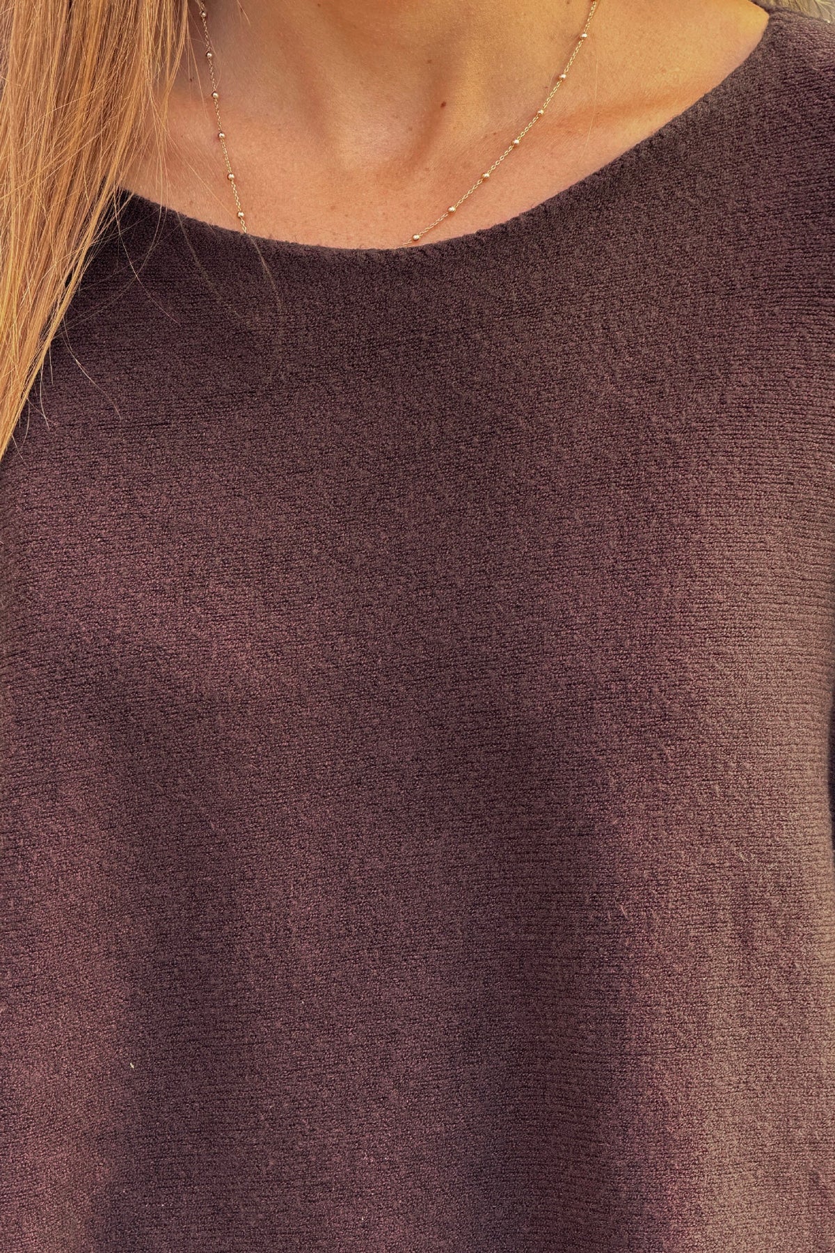 Brown Knit Batwing Blouse