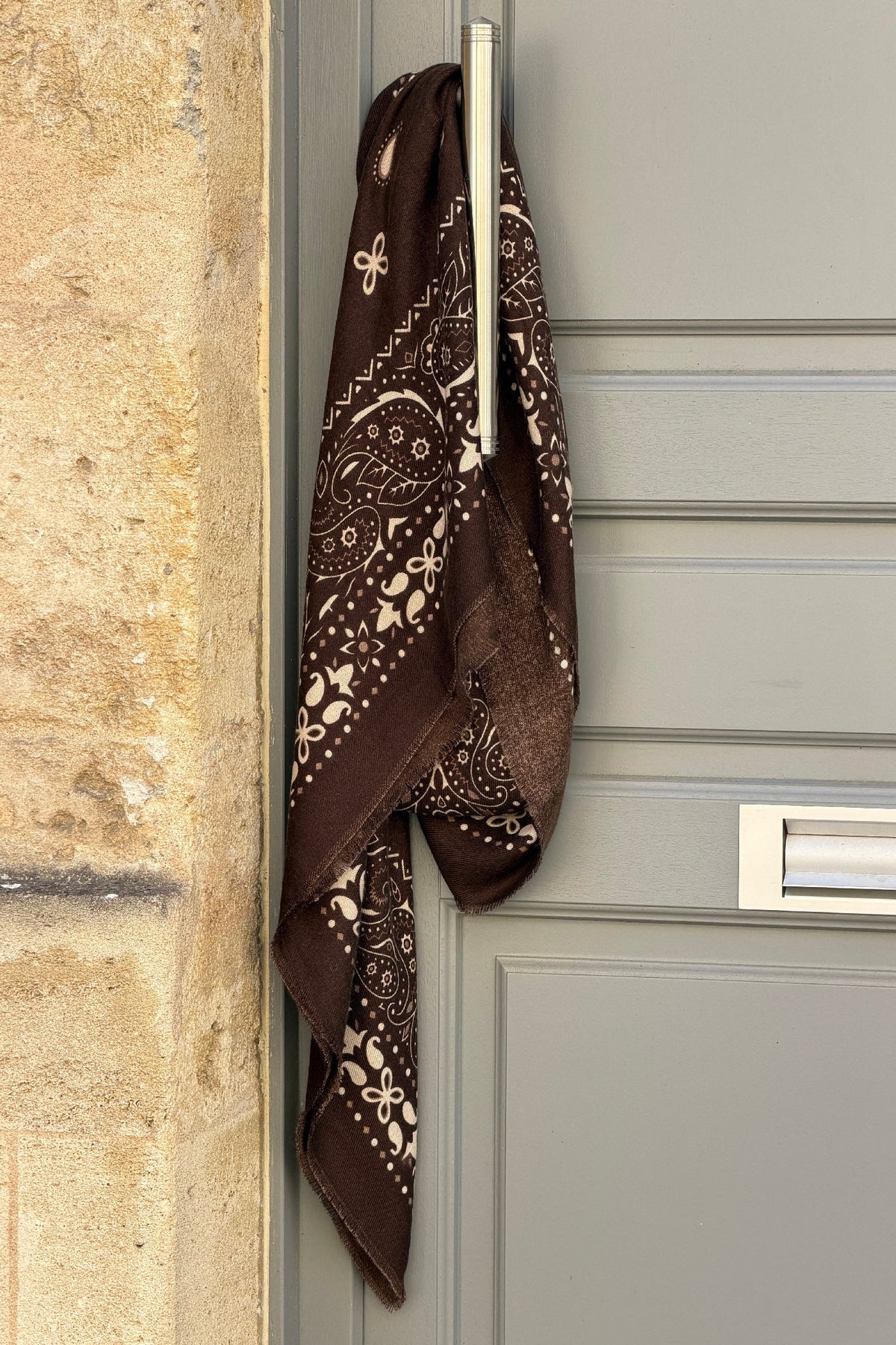 Brown Western Paisley Viscose Scarf