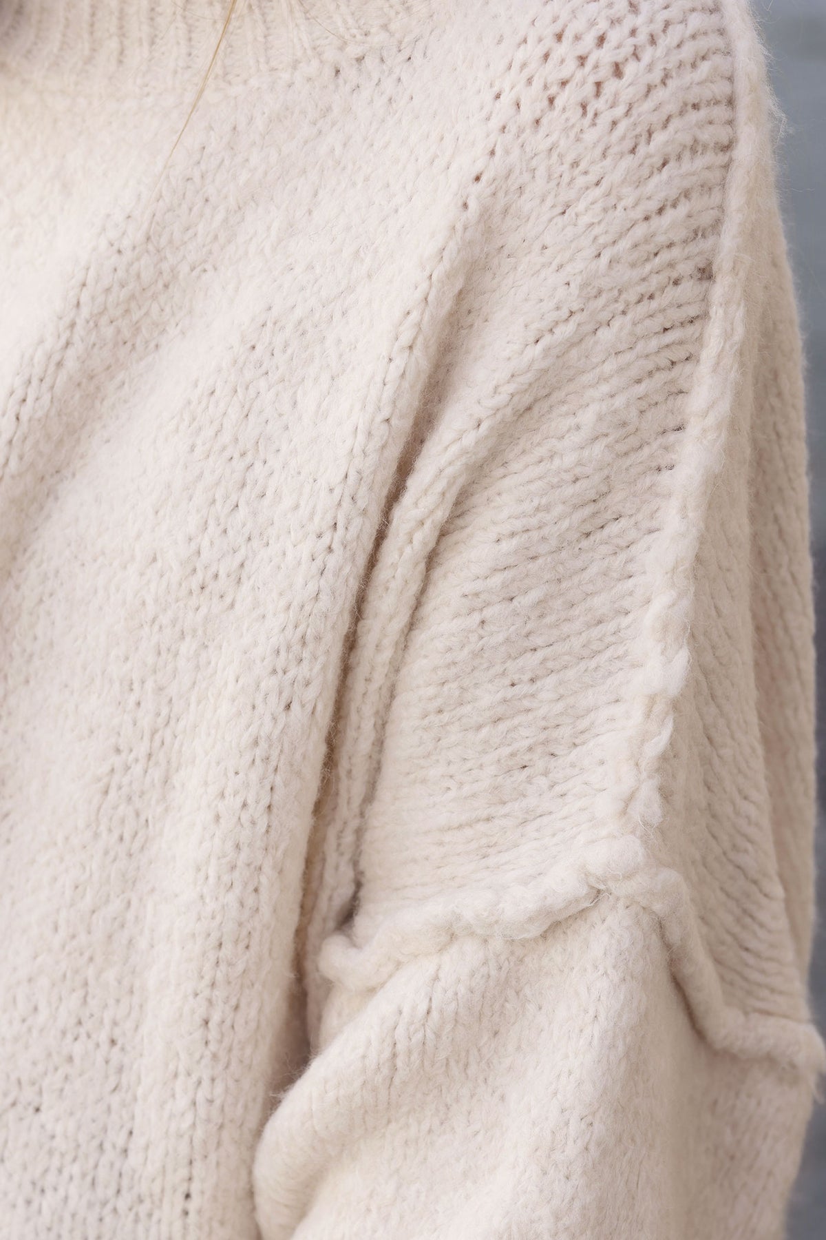 Cream Chunky Knit Sweater Oversized and Funnel Neck