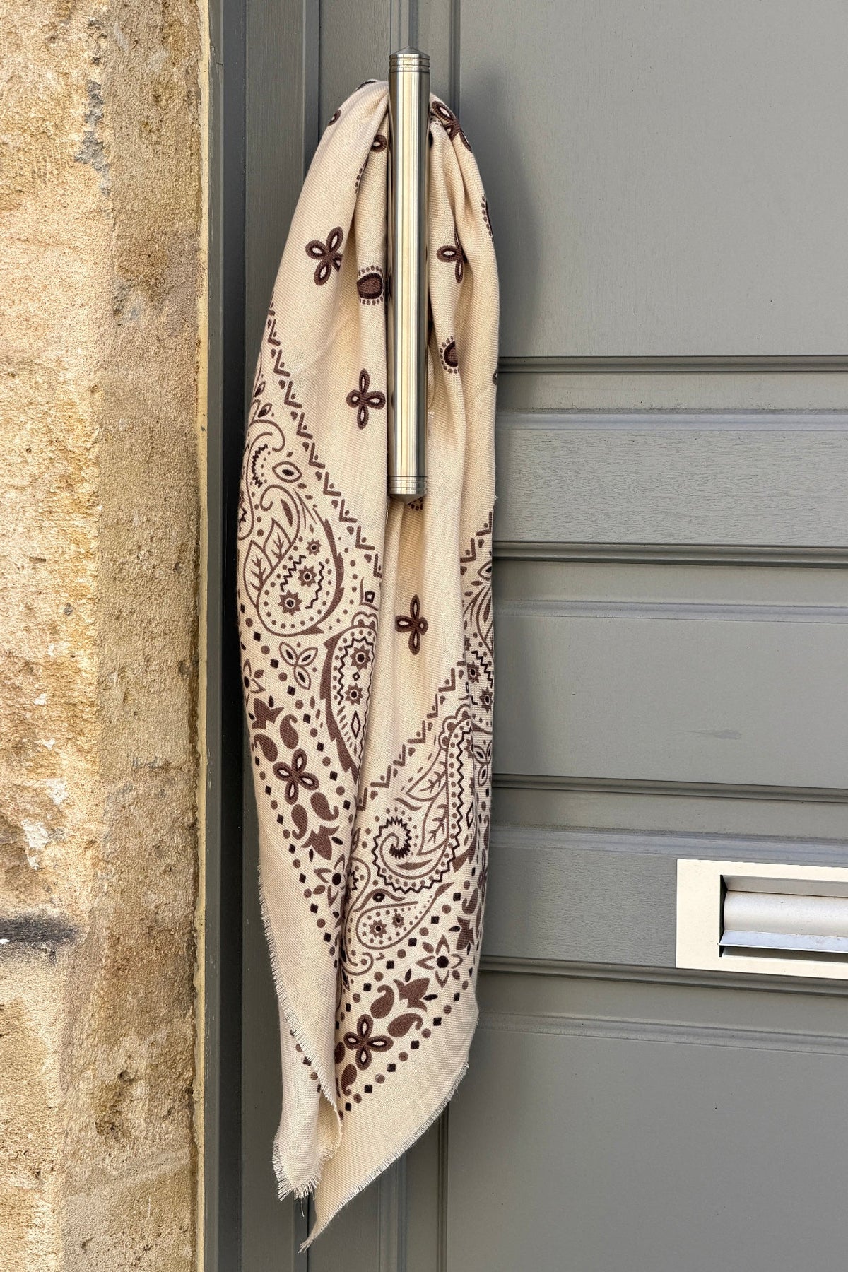 Cream Western Paisley Viscose Scarf