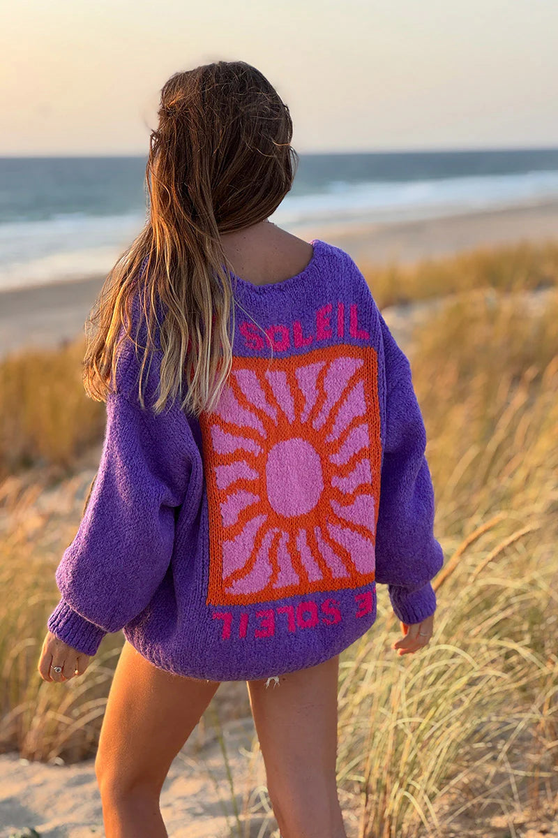 Grape Knit “Le Soleil” Cardigan Sweater