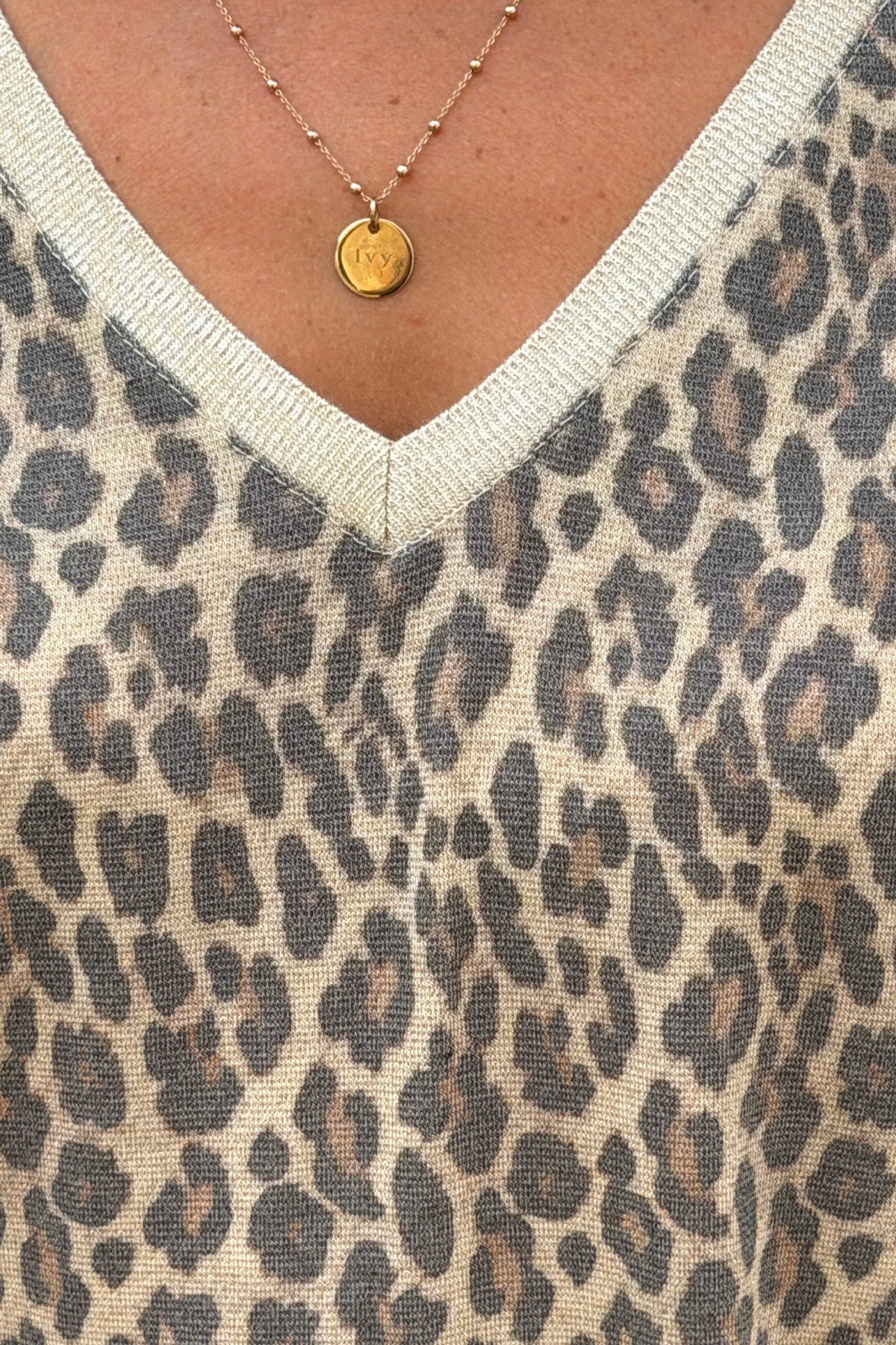 Leopard Print V-Neck Knit Maxi Dress