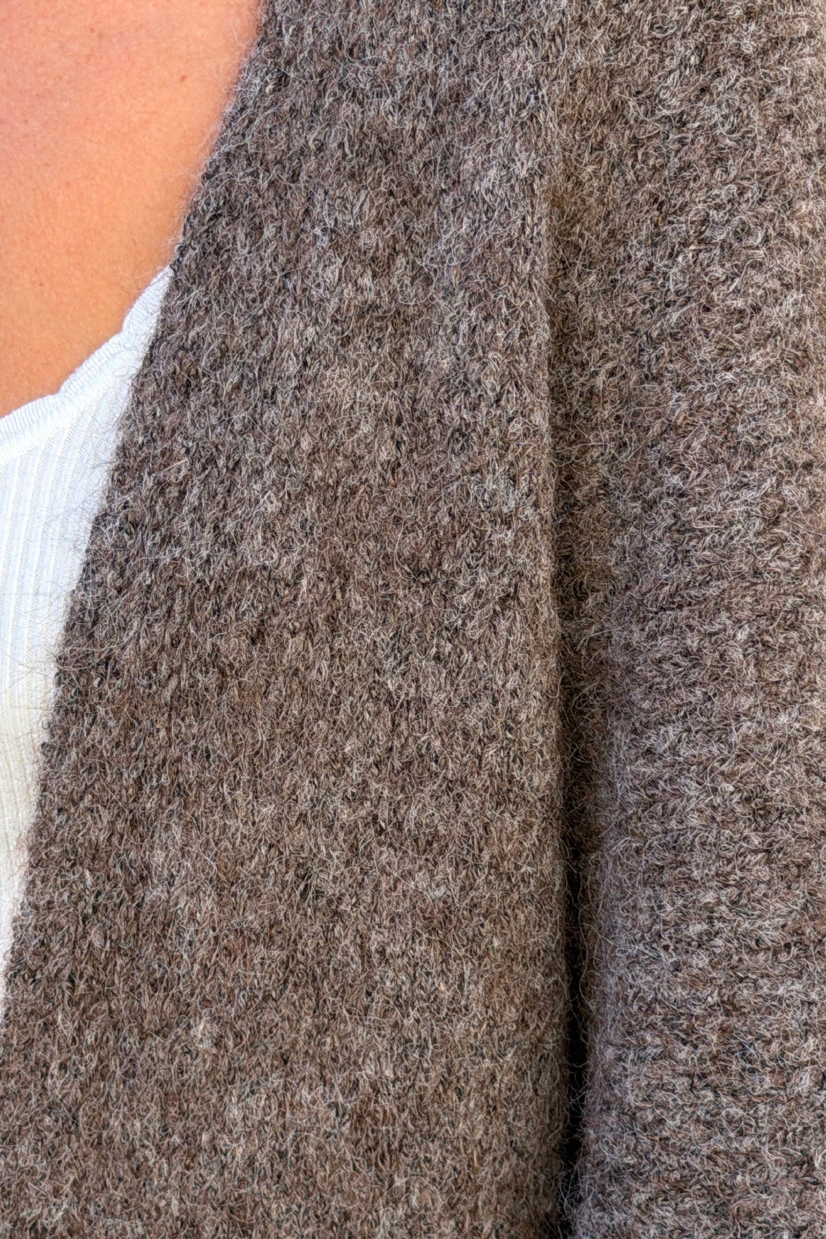 Light Brown Wool Blend Bell Sleeve Knit Cardigan