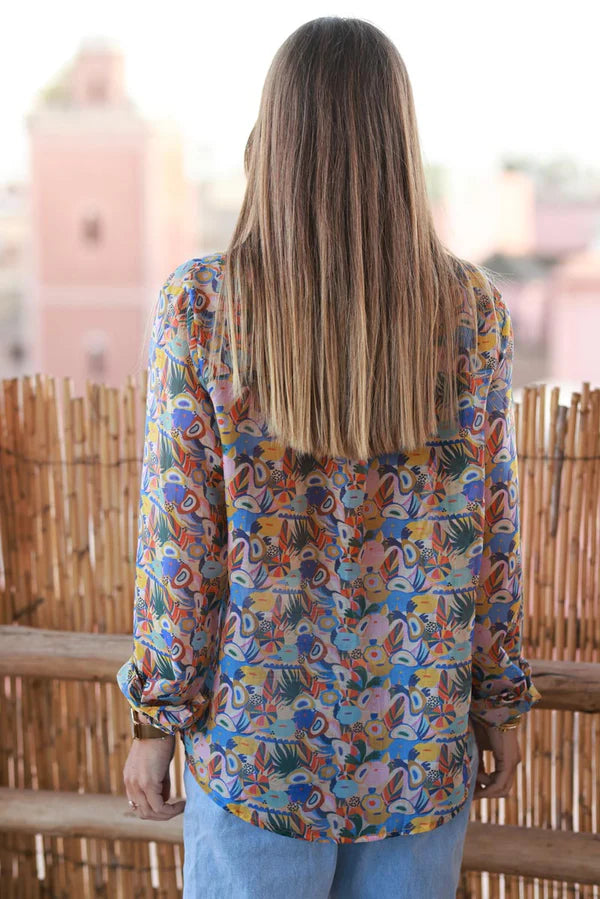 Multi-Print La Plage Button-Down Shirt