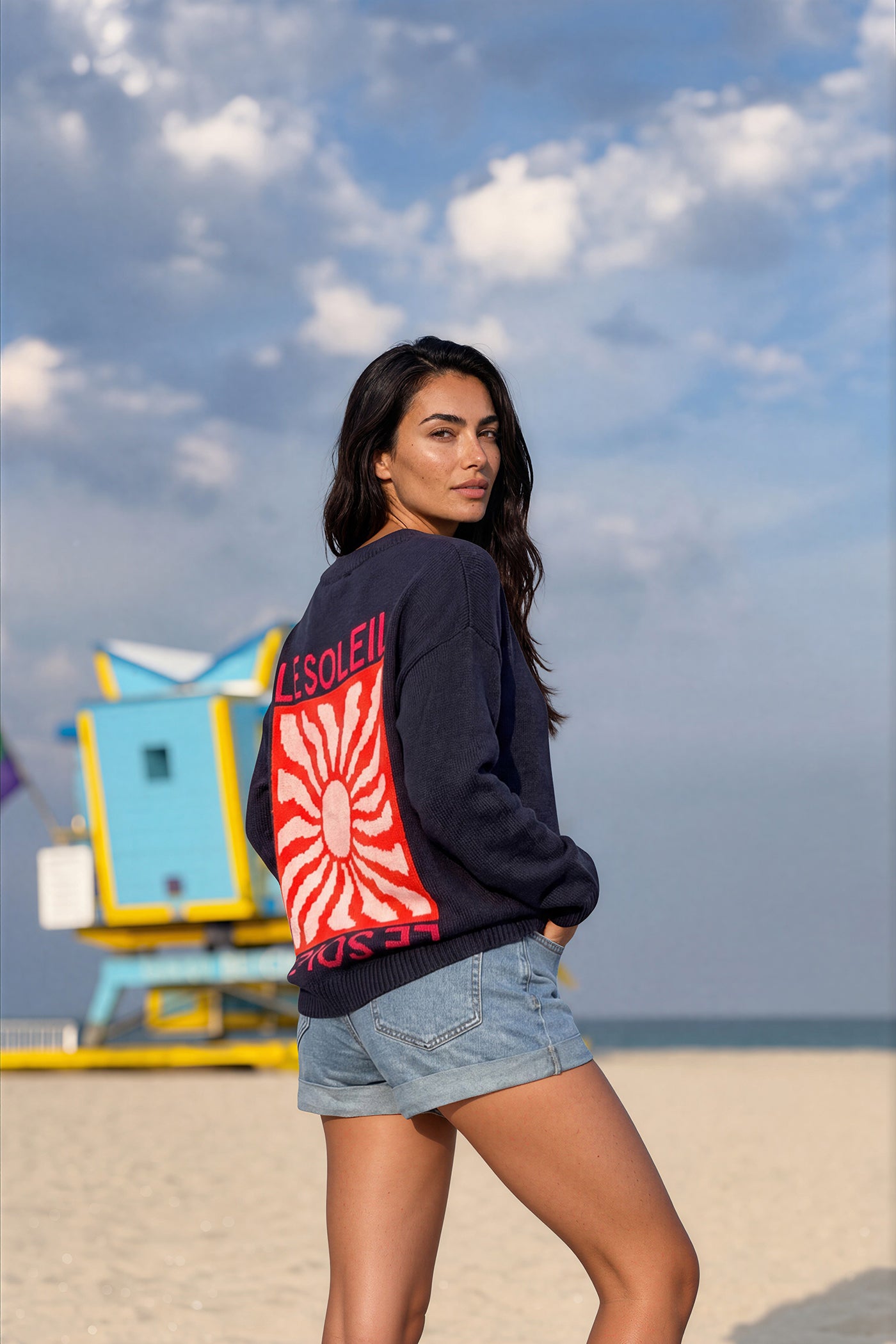 Navy blue Le Soleil Lightweight Knit Sweater