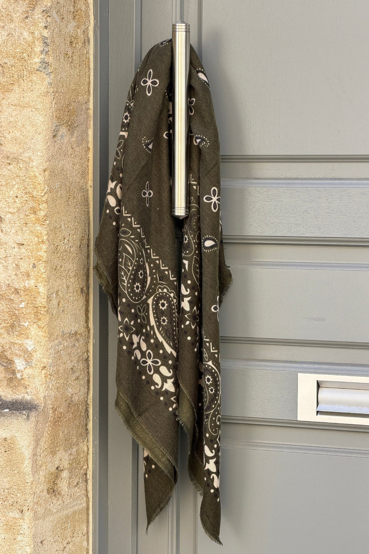 Olive Western Paisley Viscose Scarf