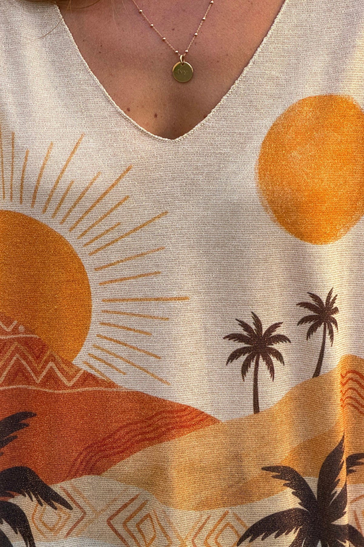 Orange Saharan Sunset Glitter Knit Blouse