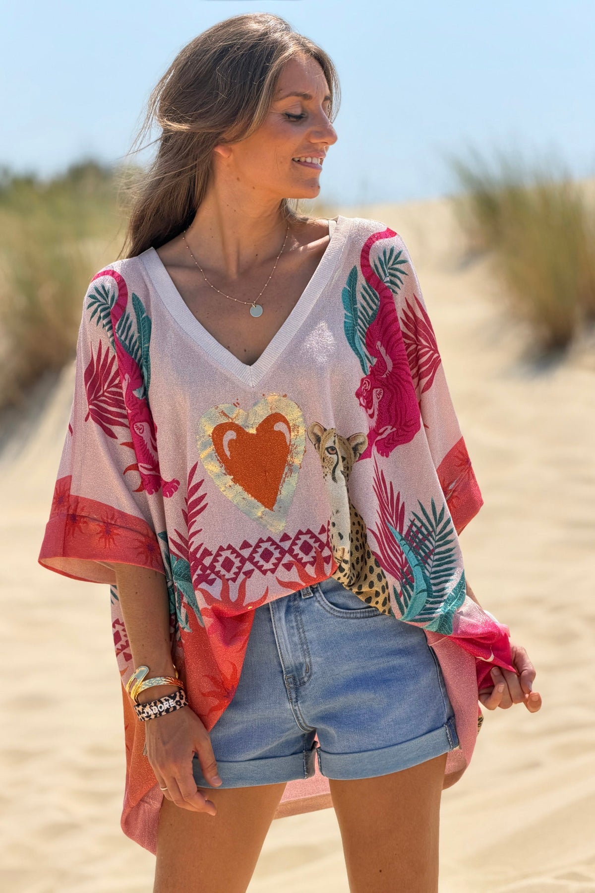 Pink “Happiness is Life” Dolman Sleeve Top
