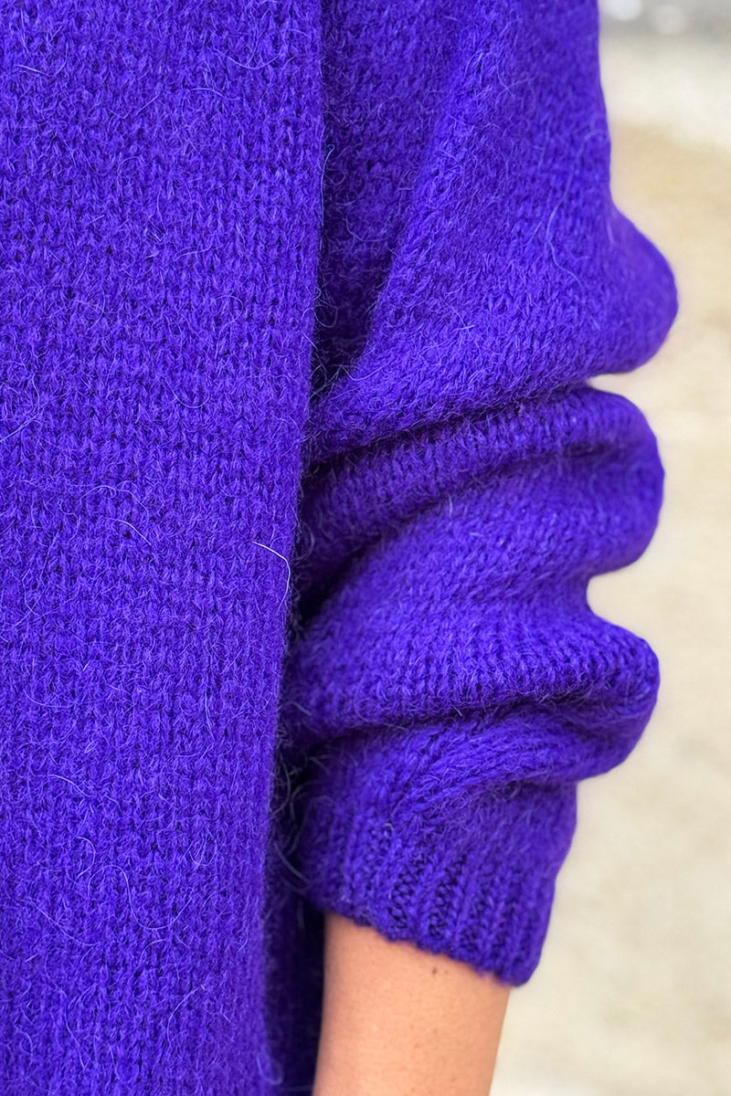 Purple Mother of Pearl Button through V-Neck Cardigan