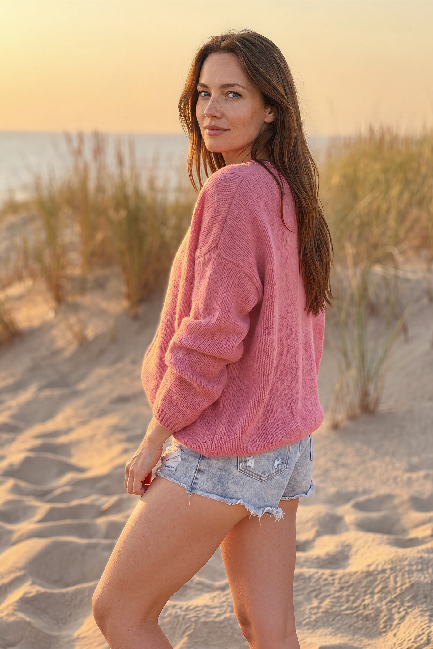 Rosewood Mother of Pearl Button through V-Neck Cardigan
