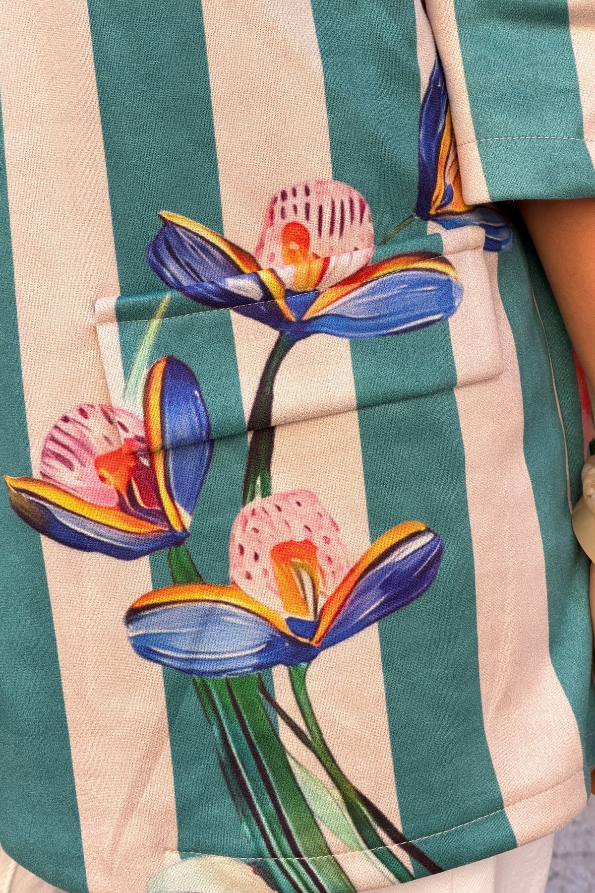 Teal Painterly Stripe Suedette Blazer