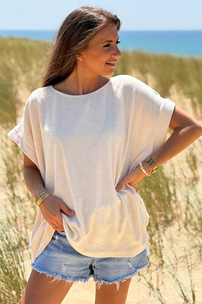 Cream Terry Cloth Blouse