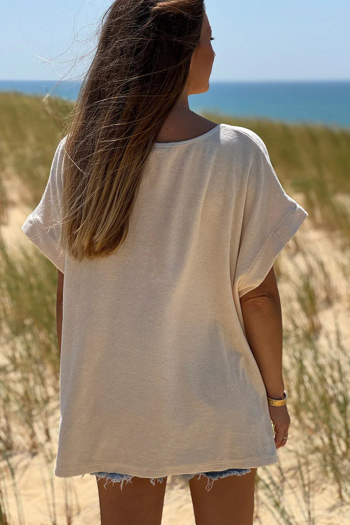 Cream Terry Cloth Blouse