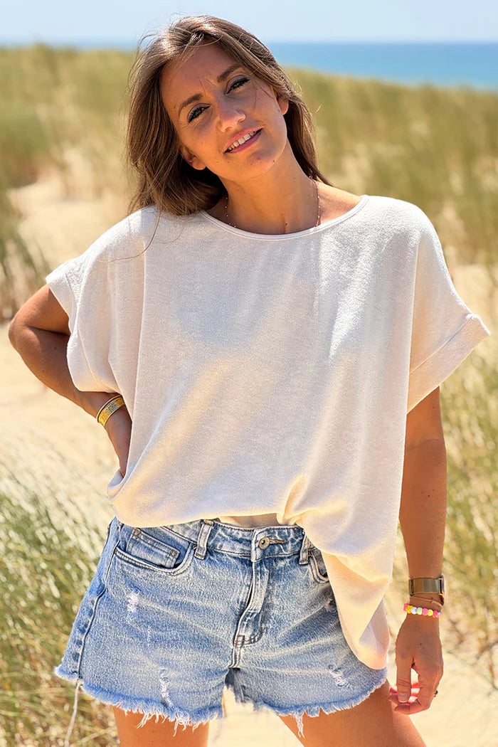 Cream Terry Cloth Blouse