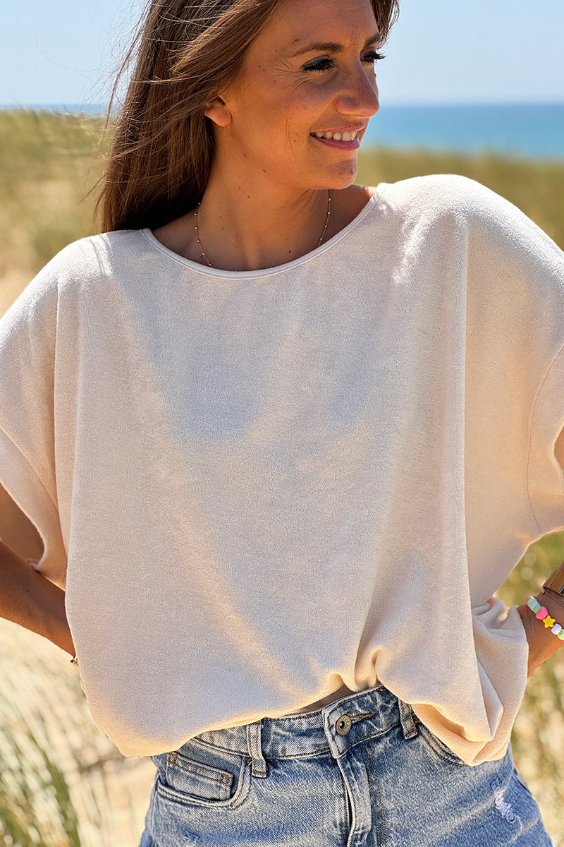 Cream Terry Cloth Blouse