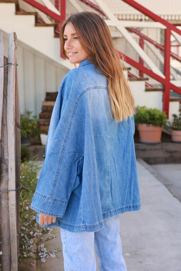 Medium Wash Vintage Denim Coat