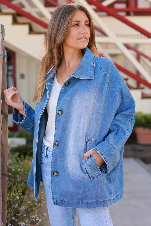Medium Wash Vintage Denim Coat