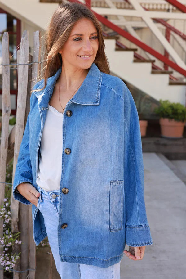 Medium Wash Vintage Denim Coat