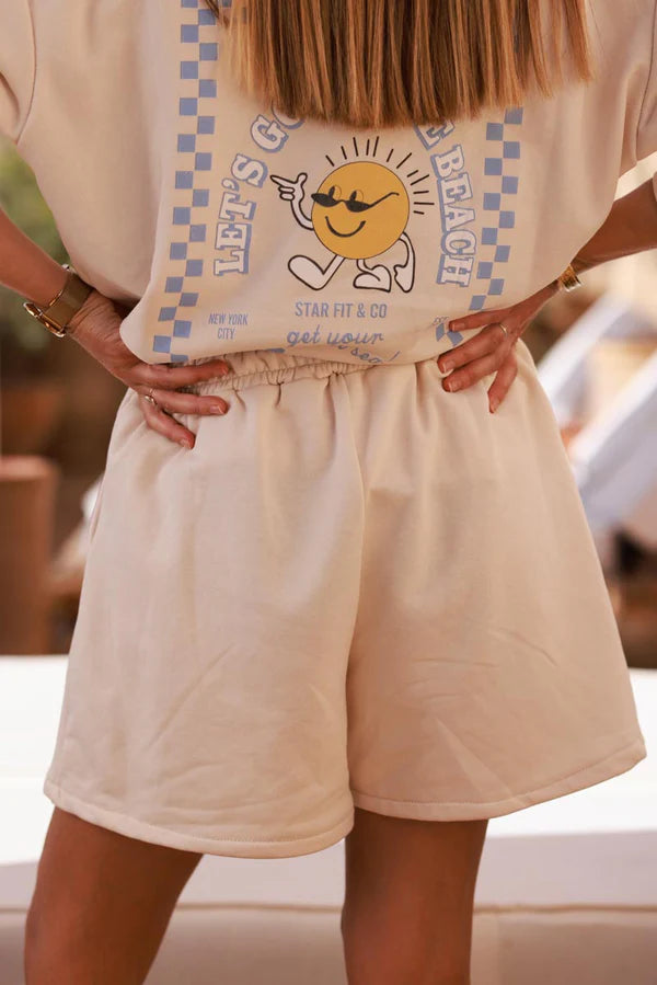 Beige Cool Sunshine Pull-On Knit Shorts