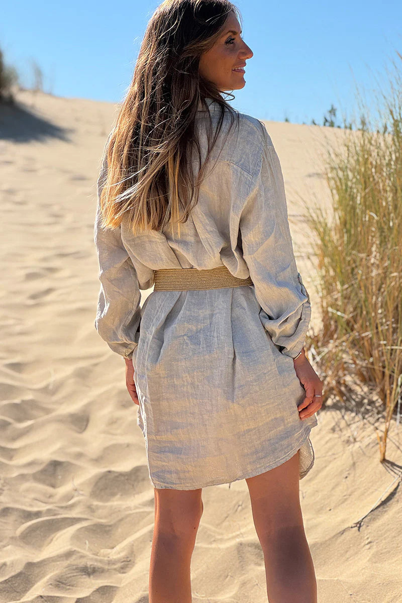 Beige gray Shirt Dress