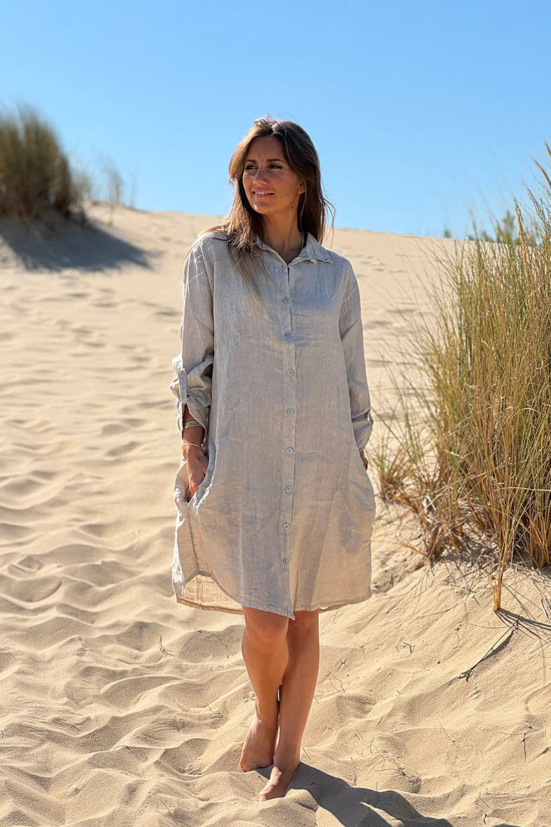 Beige gray Shirt Dress