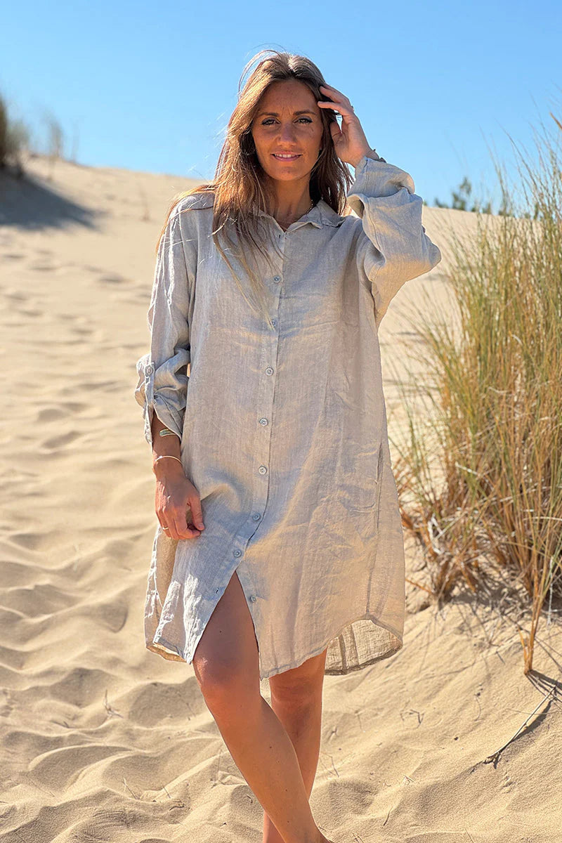 Beige gray Shirt Dress