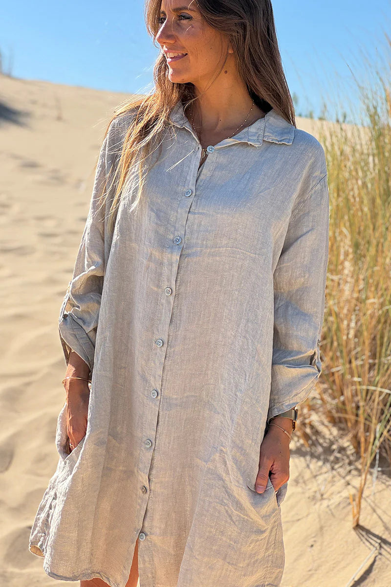 Beige gray Shirt Dress