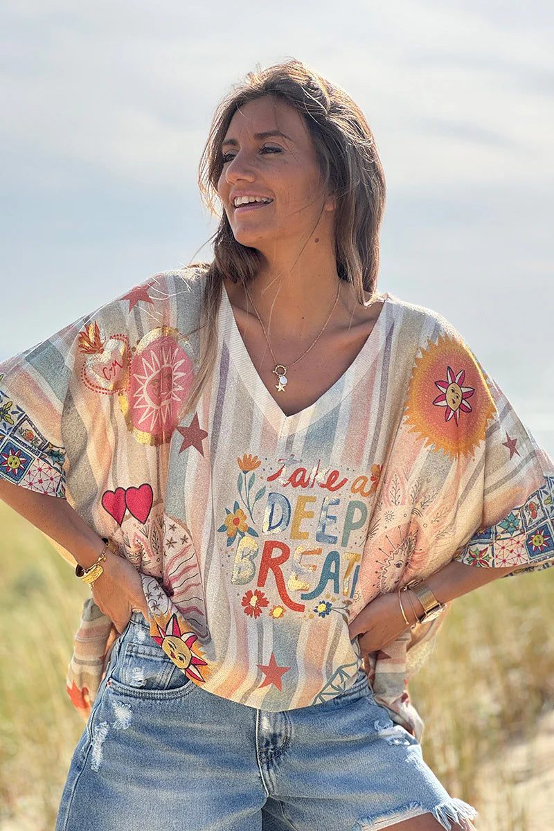 Beige Meditations Glitter Knit Top