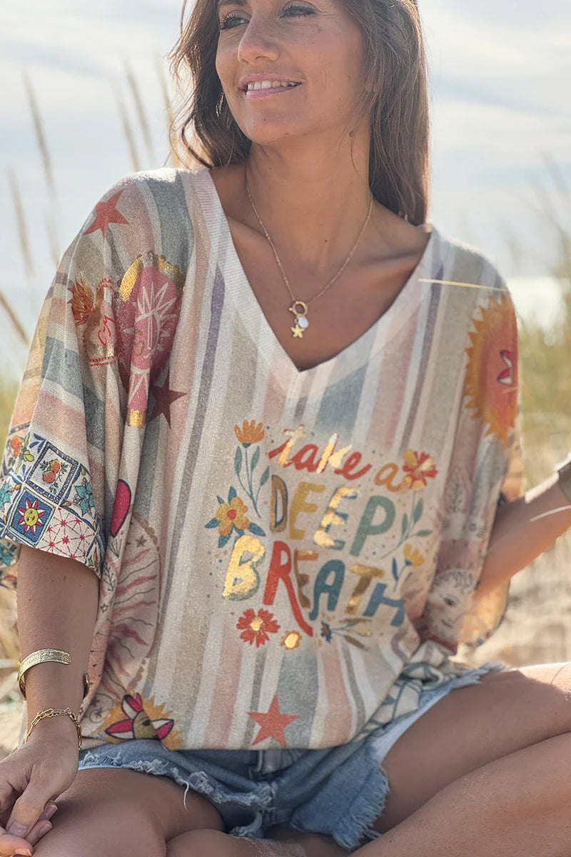 Beige Meditations Glitter Knit Top