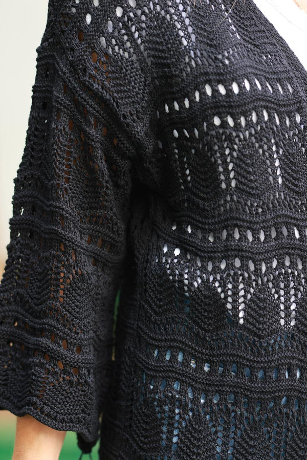 Black Crochet Duster