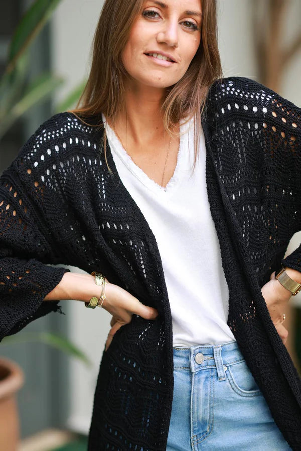 Black Crochet Duster