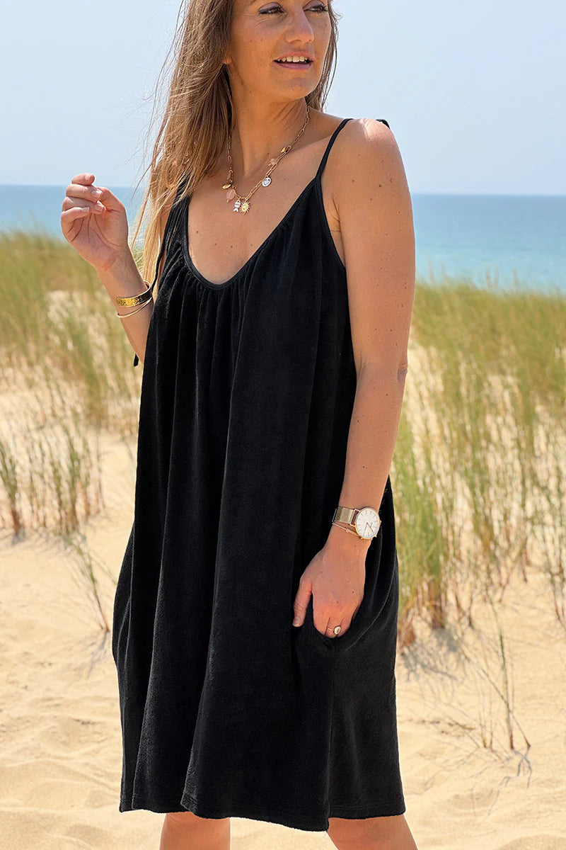 Black Gauze Tie-Shoulder Playsuit