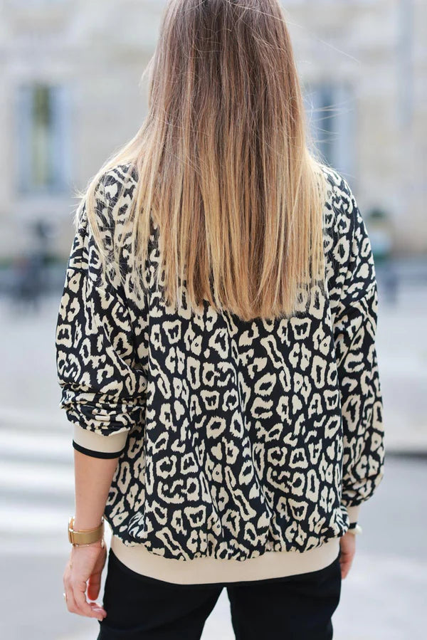 Black leopard print sweatshirt