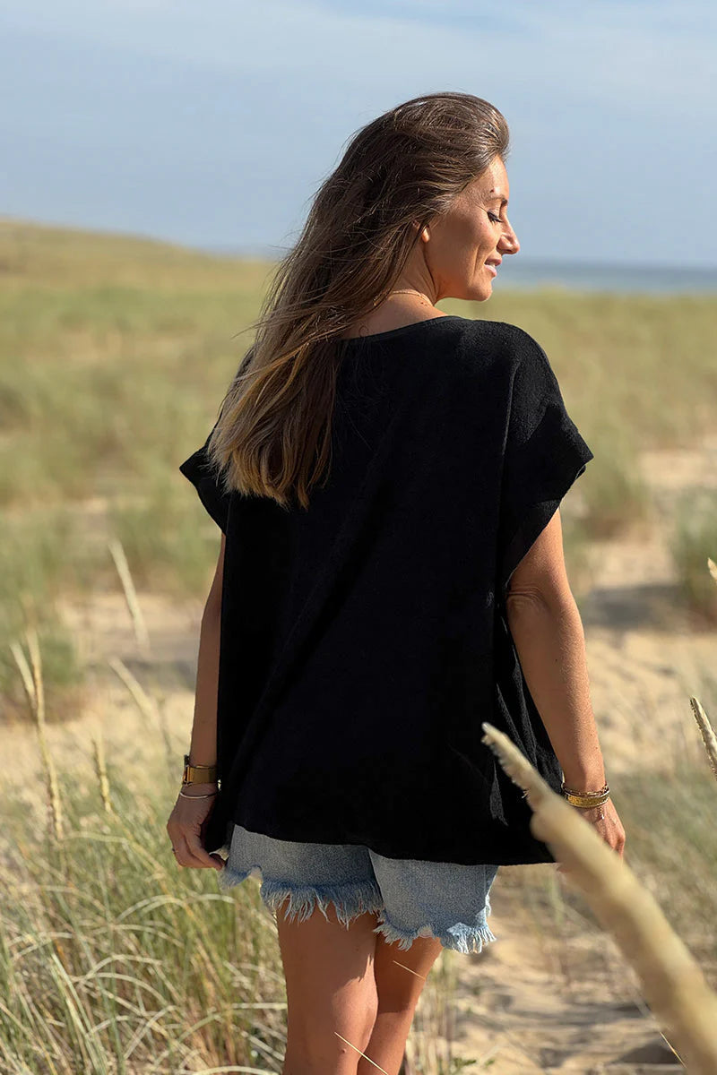 Black Terry Cloth Blouse