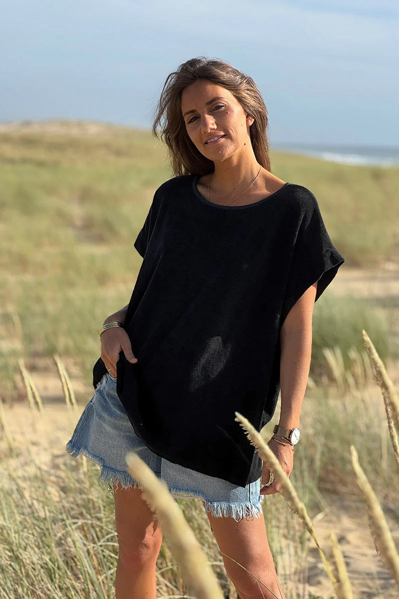 Black Terry Cloth Blouse