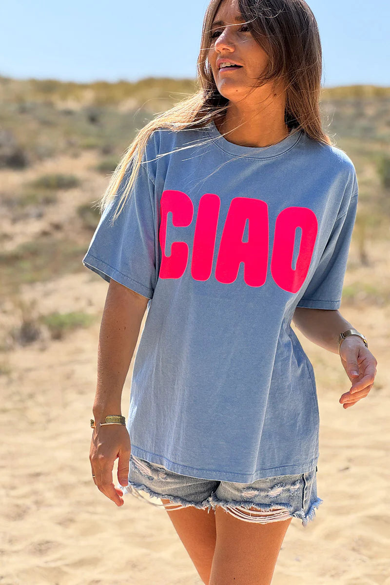 Blue “CIAO” Italian Tee