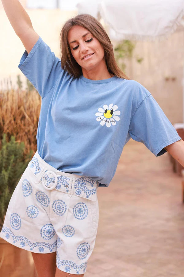 Blue Good Vibes Only Daisy Tee