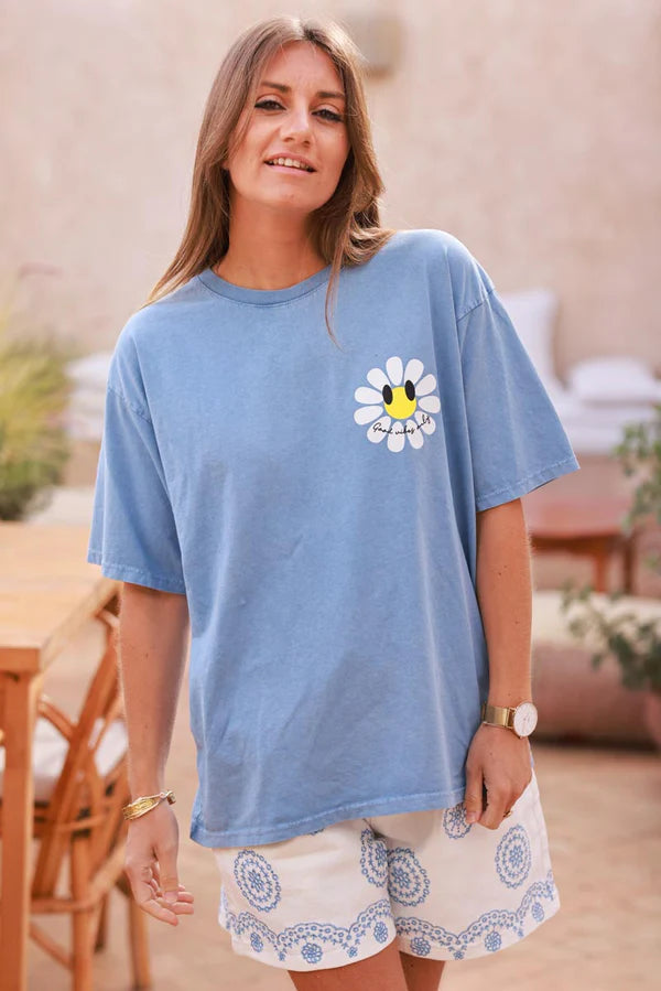 Blue Good Vibes Only Daisy Tee