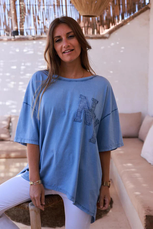 Blue NY Jersey Knit Tee