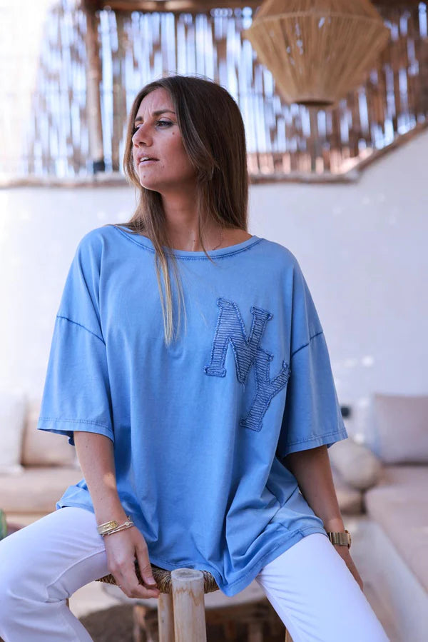 Blue NY Jersey Knit Tee