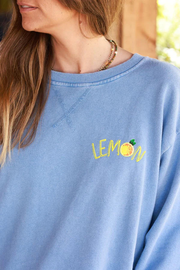 Blue Lemon Screen Print Sweater