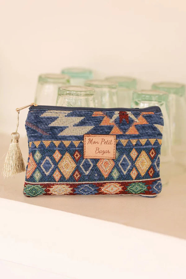 Blue Mon Petit Bazar Moroccan Tapestry Zip Pouch