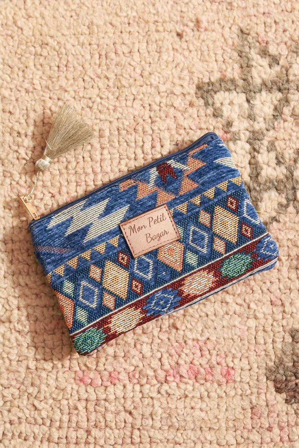 Blue Mon Petit Bazar Moroccan Tapestry Zip Pouch