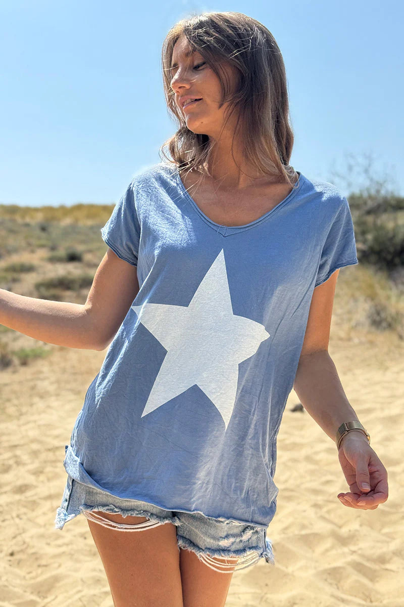 Blue Star Lightweight V-Neck Tee