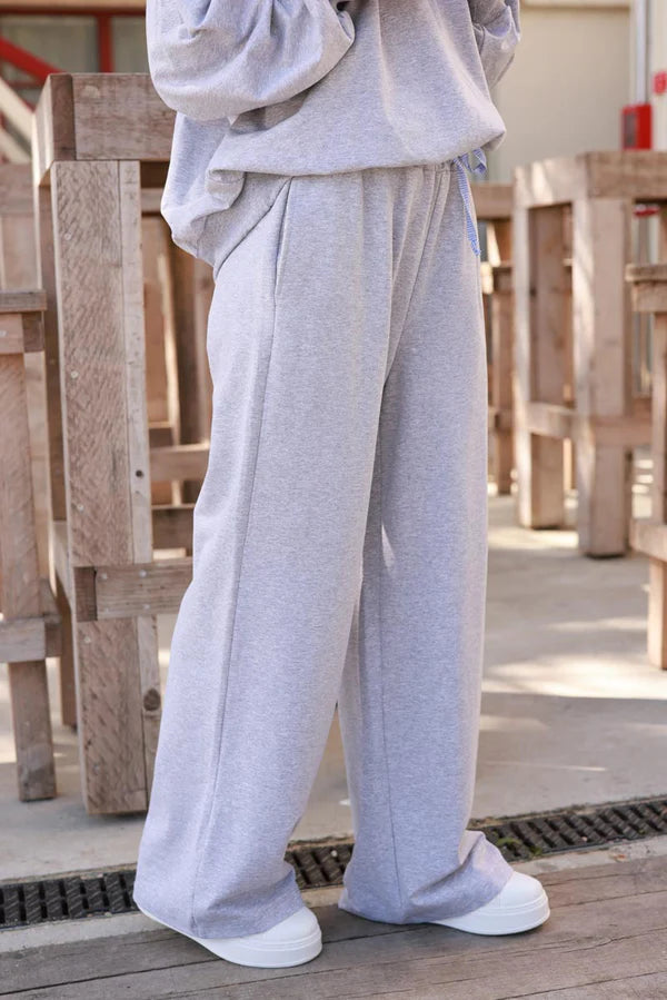 Blue Stripe Heather Wide-Leg Jersey Travel Pants