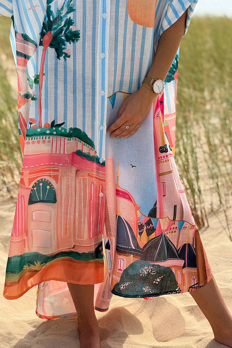 Blue Stripe Moroccan Breeze Cabana Dress